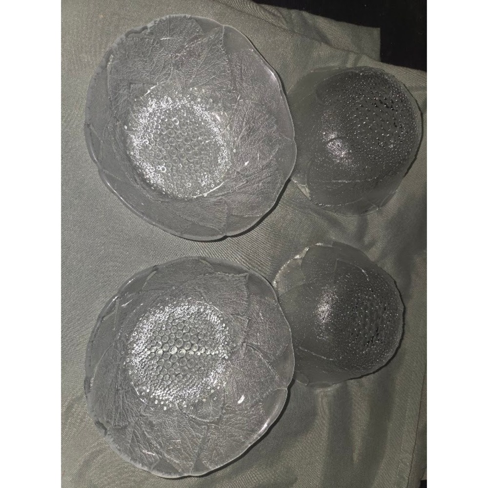 Vintage Arcoroc France Aspen textured Clear Glass Dessert Bowls Set of 4
